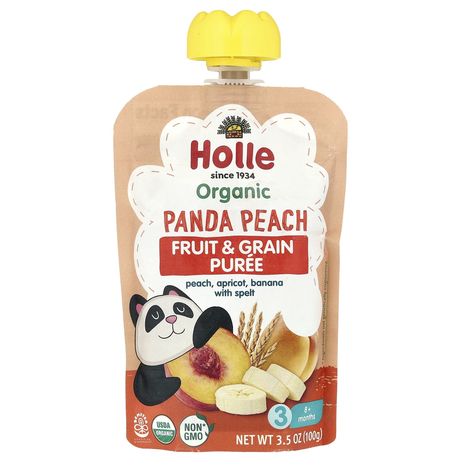 Organic Baby Food | Holle Panda Peach Puree | USDA Organic - Image 1