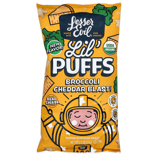 LesserEvil, Lil' Puffs, Broccoli Cheddar Blast, 2.5 oz (71 g) - Image 1