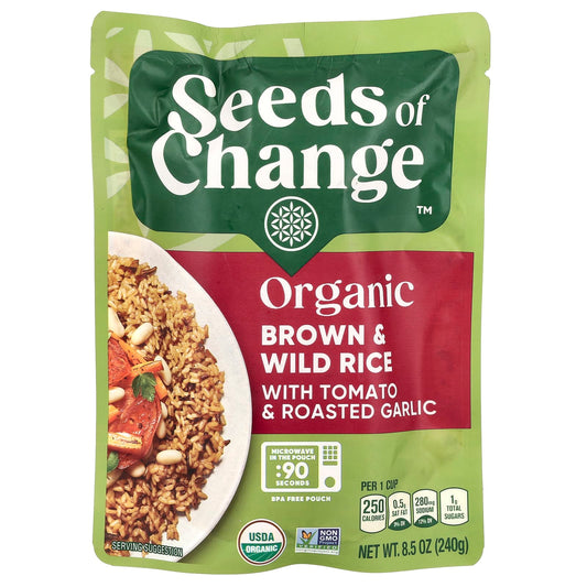 Seeds of Change, Organic Brown & Wild Rice with Tomato & Roasted Garlic, 8.5 oz (240 g) - Image 1