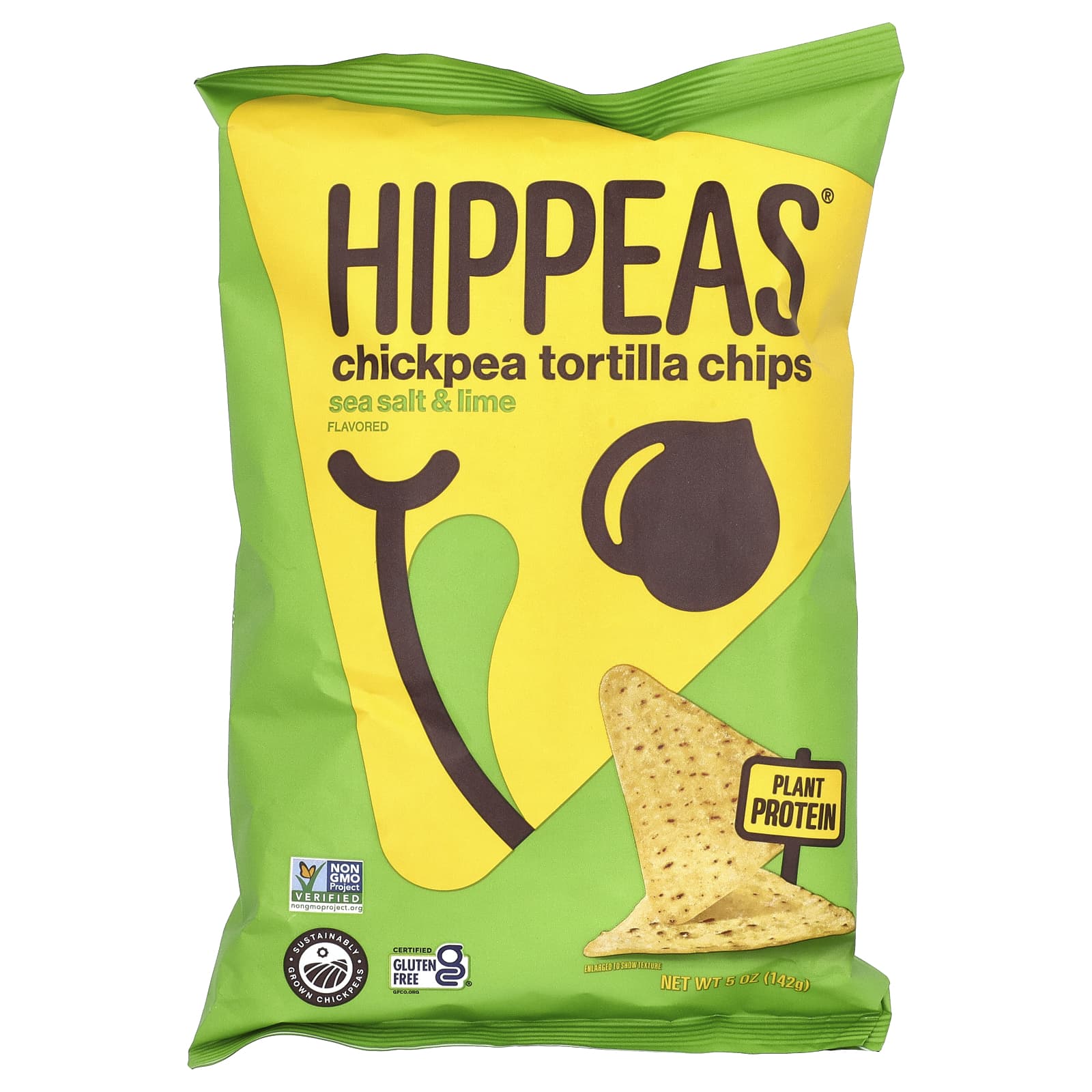 Sustainable Chickpea Tortilla Chips by Hippeas, Sea Salt & Lime, 5 oz (142 g) - Image 1