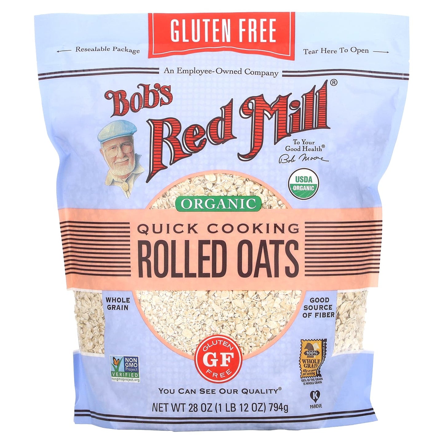 Bob's Red Mill Organic Quick Cooking Rolled Oats, 1 lb 12 oz | Gluten Free - Image 1