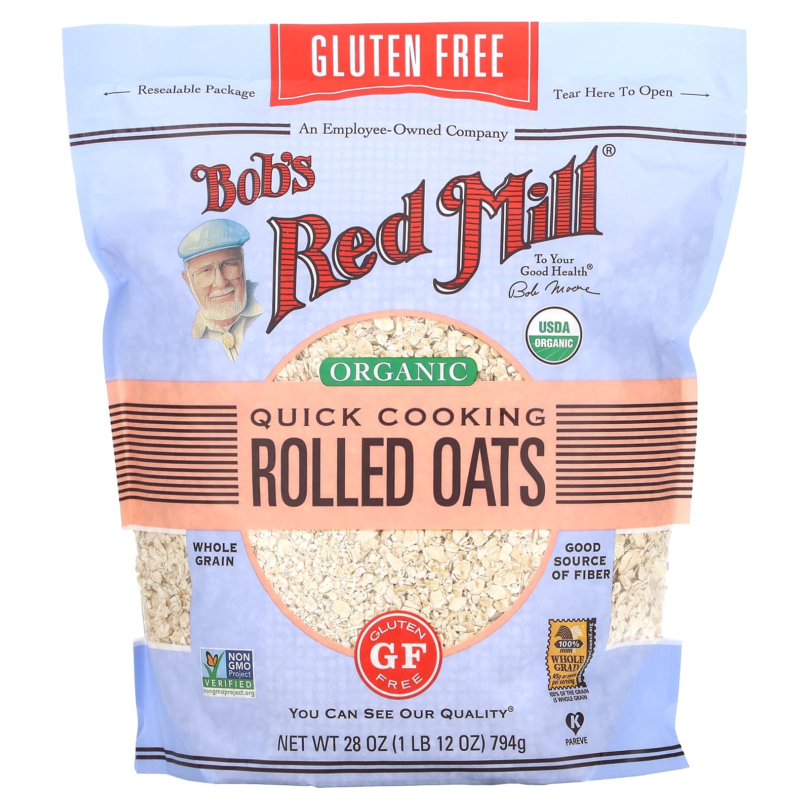 Bob's Red Mill Organic Quick Cooking Rolled Oats, 1 lb 12 oz | Gluten Free - Image 1