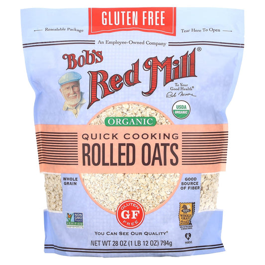 Bob's Red Mill Organic Quick Cooking Rolled Oats, 1 lb 12 oz | Gluten Free - Image 1