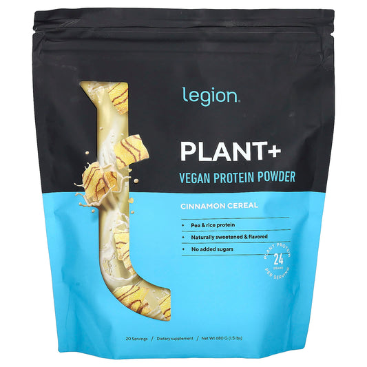 Legion Athletics, Plant+, Vegan Protein Powder, Cinnamon Cereal, 1.5 lbs (680 g) - Image 1
