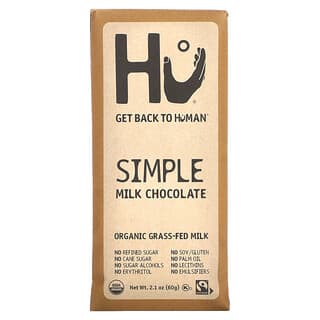 Organic Grass-Fed Milk Chocolate Bars by Hu, Fair Trade 48% Cacao