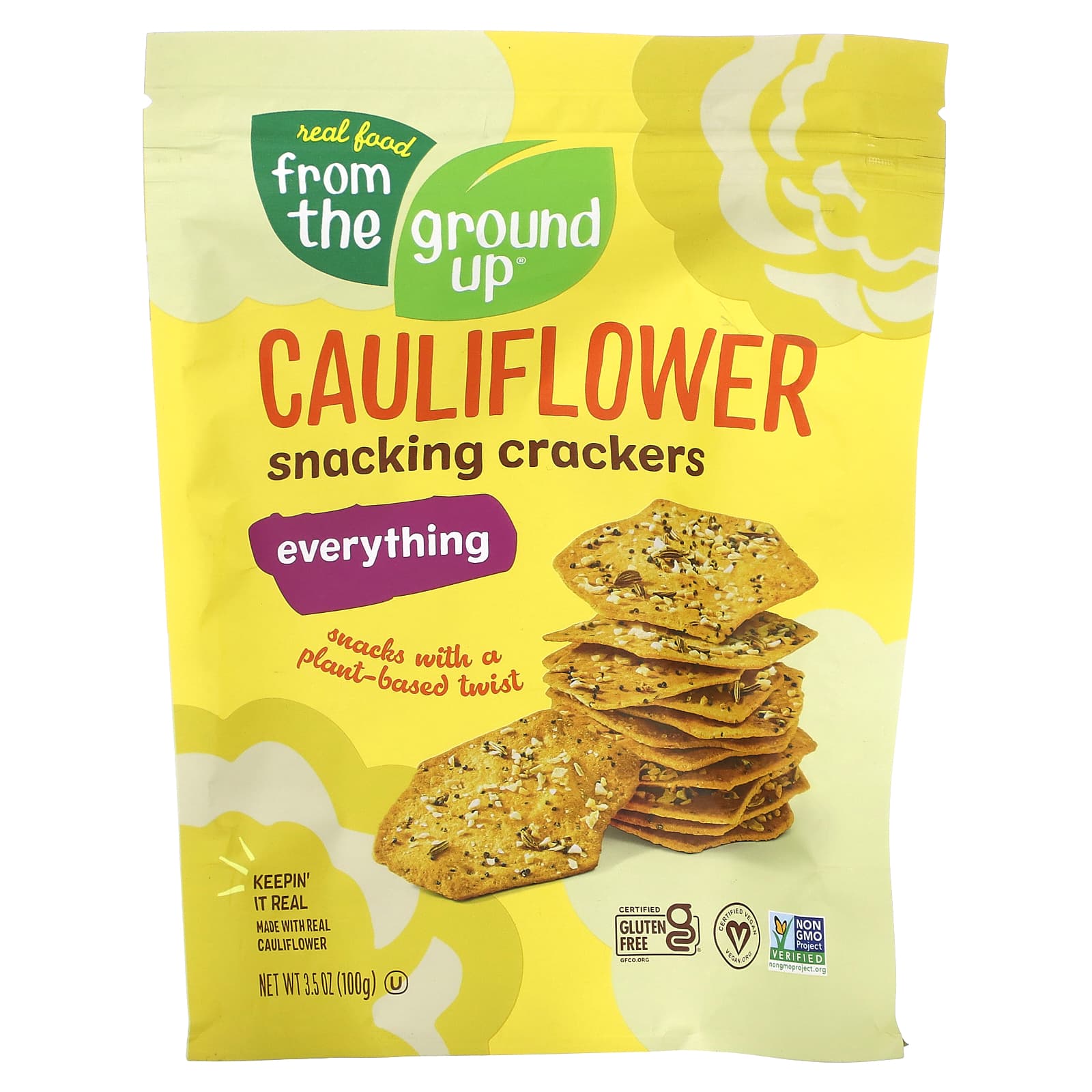 Cauliflower Snacking Crackers - Everything, 3.5 oz - Gluten Free & Vegan - Image 1
