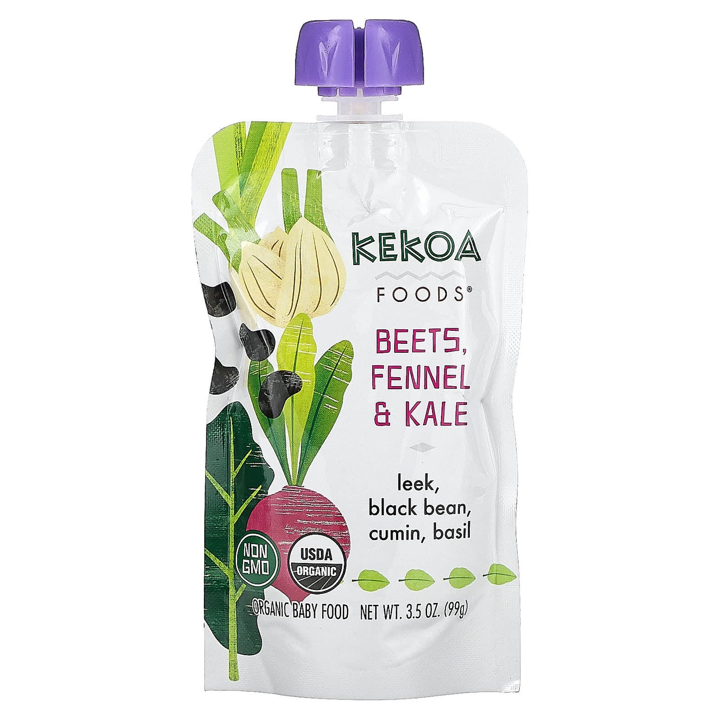 Kekoa, Organic Baby Food, Beets, Fennel, and Kale, 3.5 oz (99 g) - Image 1