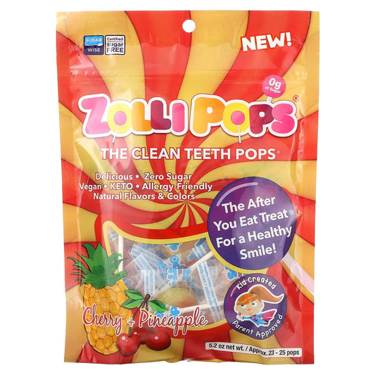 Zollipops, The Clean Teeth Pops, Cherry + Pineapple, Approx. 23-25 Pops, 5.2 oz - Image 1