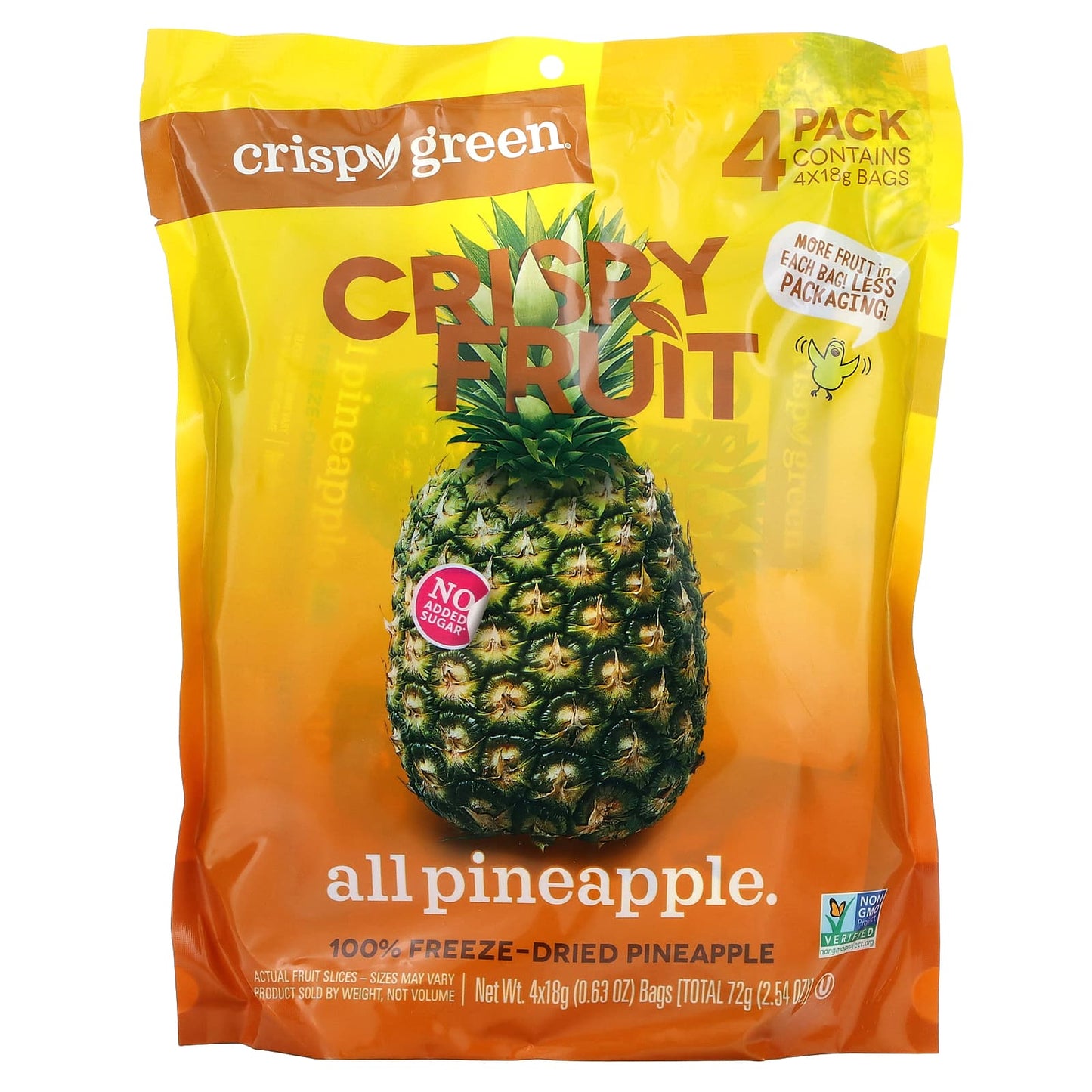 Crispy Green Freeze-Dried Pineapple Snacks, 4 Pack, 0.63 oz Each - Image 1