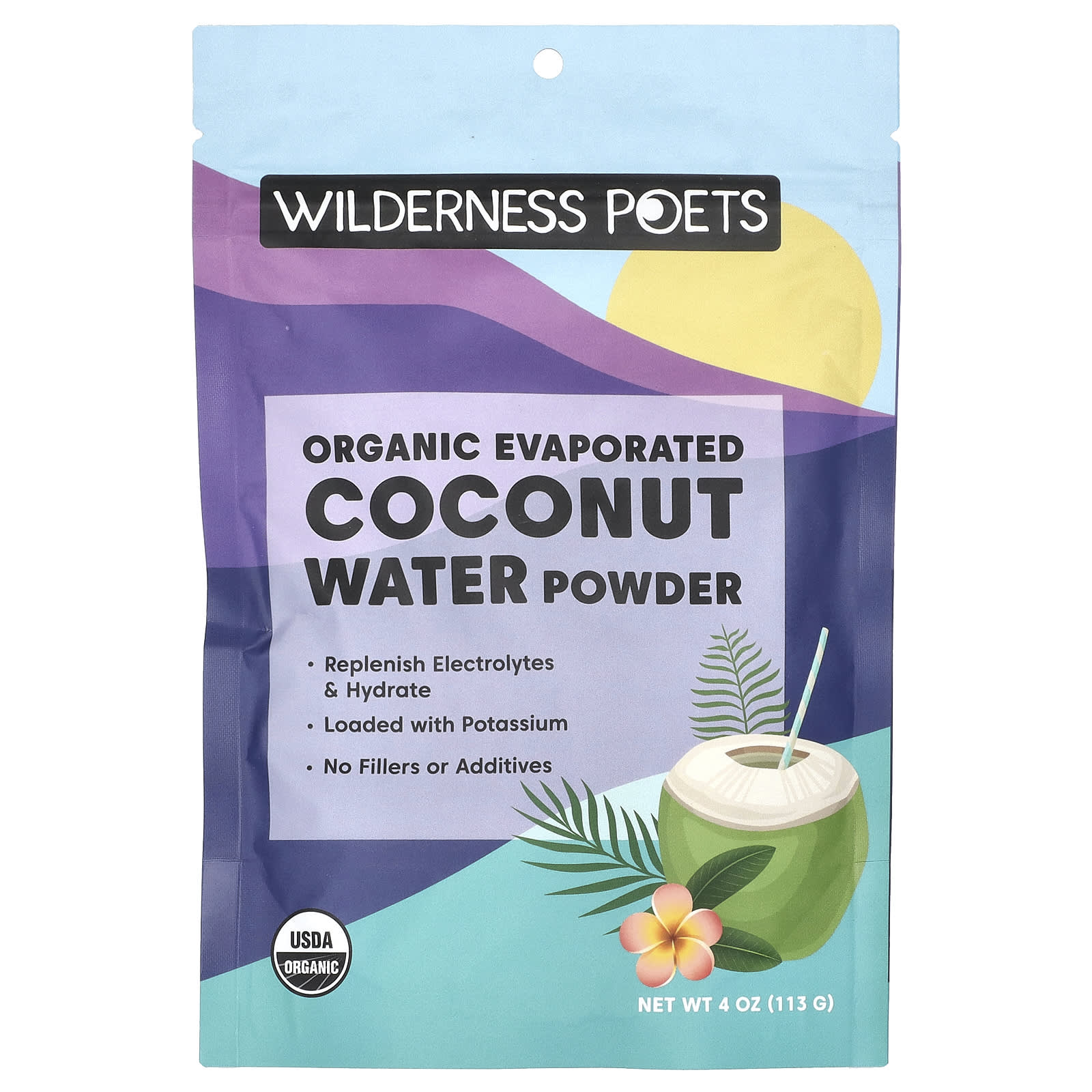 Wilderness Poets, Organic Evaporated Coconut Water Powder, 4 oz (113 g) - Image 1