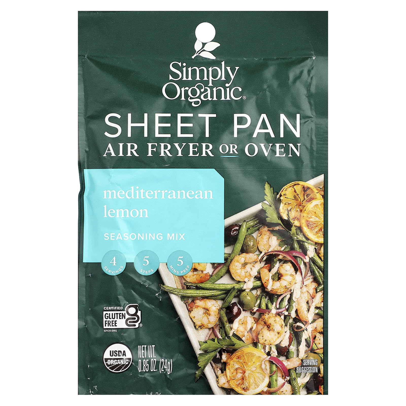 Simply Organic, Sheet Pan Seasoning Mix, Mediterranean Lemon, 0.85 oz (24 g) - Image 1