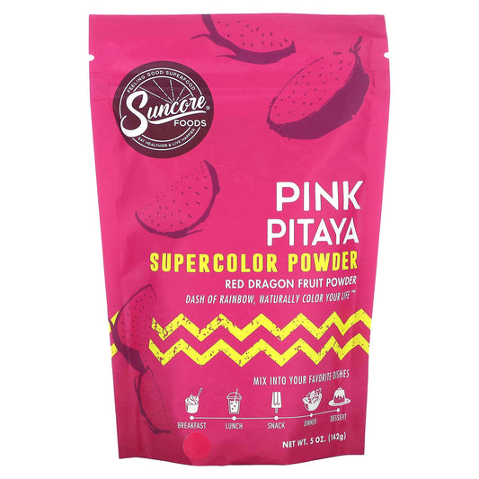Suncore Foods, Pink Pitaya Supercolor Powder, Red Dragon Fruit, 5 oz (142 g) - Image 1