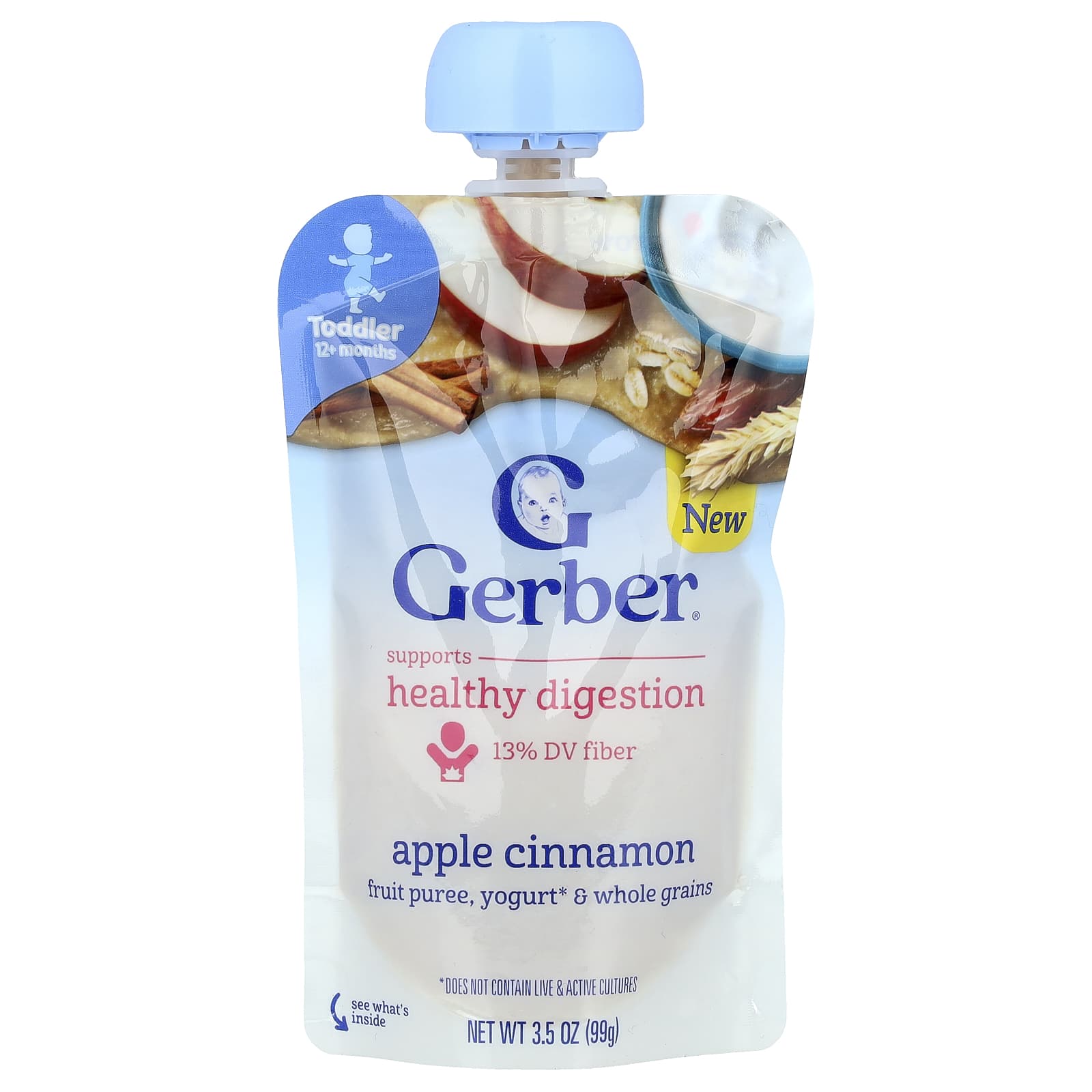 Gerber Apple Cinnamon Fruit Puree for Toddlers, 12+ Months, 3.5 oz - Image 1