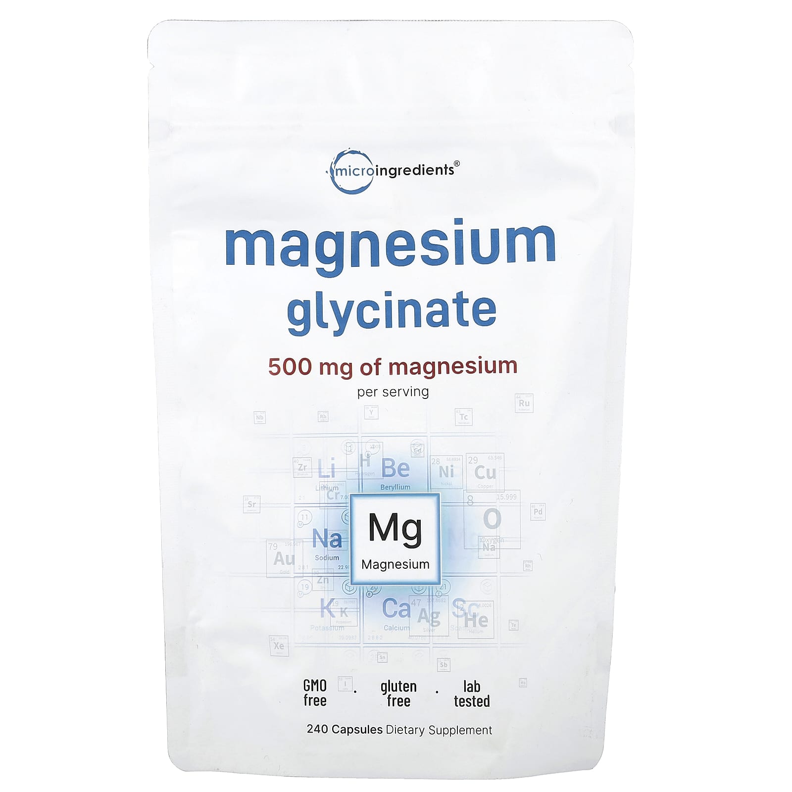 Micro Ingredients, Magnesium Glycinate, 240 Capsules (166 mg per Capsule) - Image 1