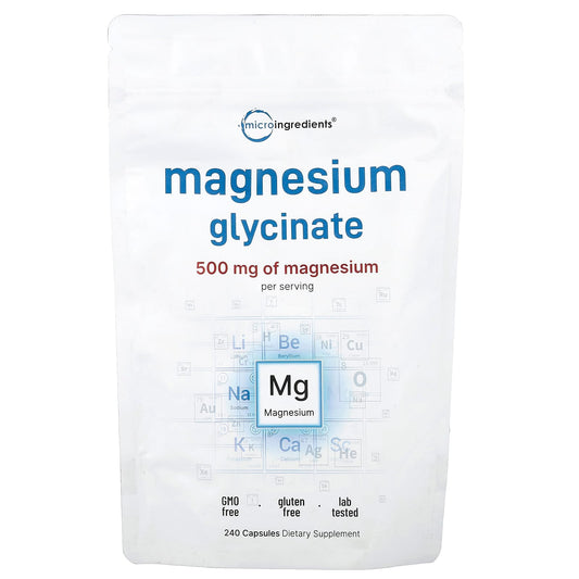 Micro Ingredients, Magnesium Glycinate, 240 Capsules (166 mg per Capsule) - Image 1