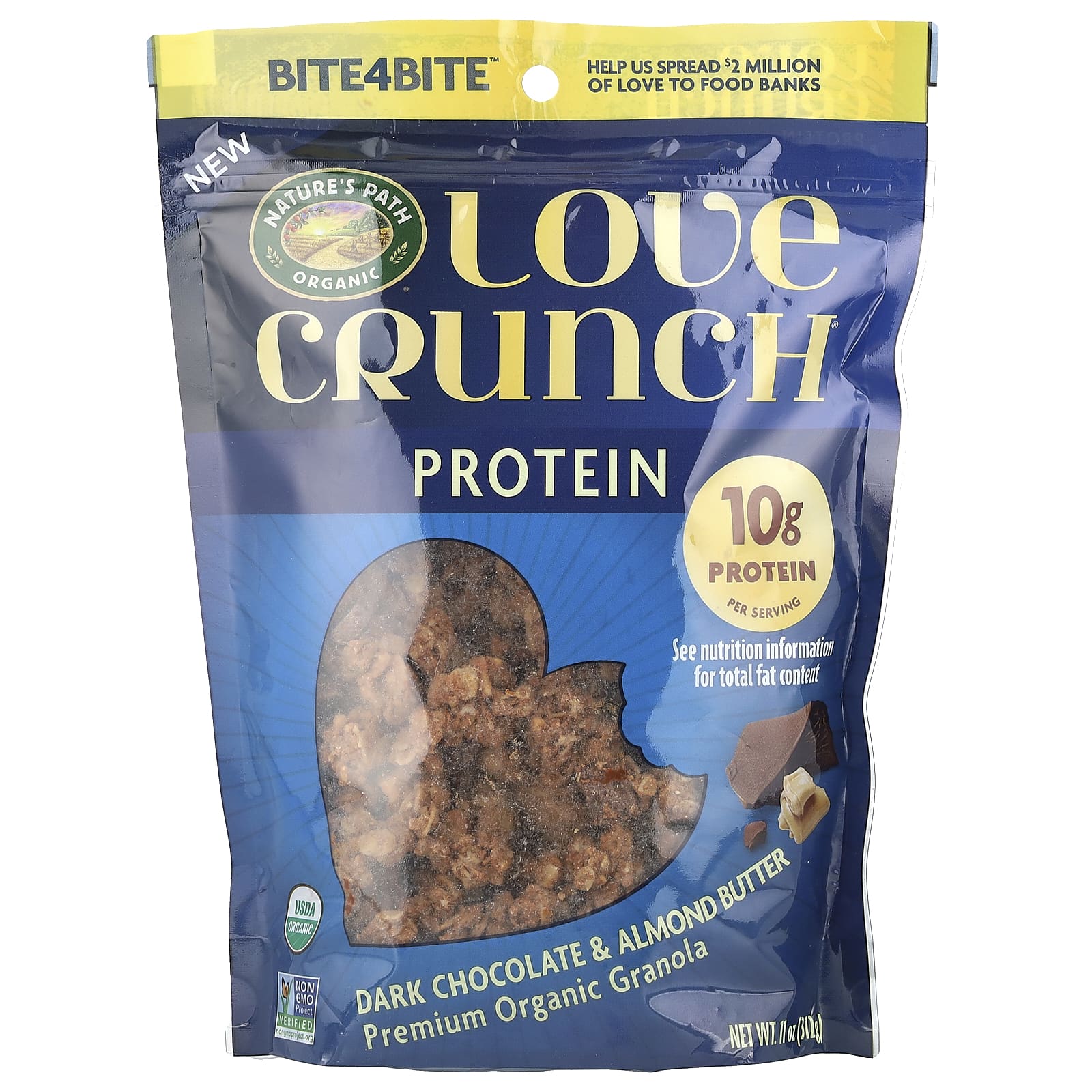 Nature's Path, Love Crunch®, Protein, Premium Organic Granola, Dark Chocolate & Almond Butter, 11 oz (312 g) - Image 1