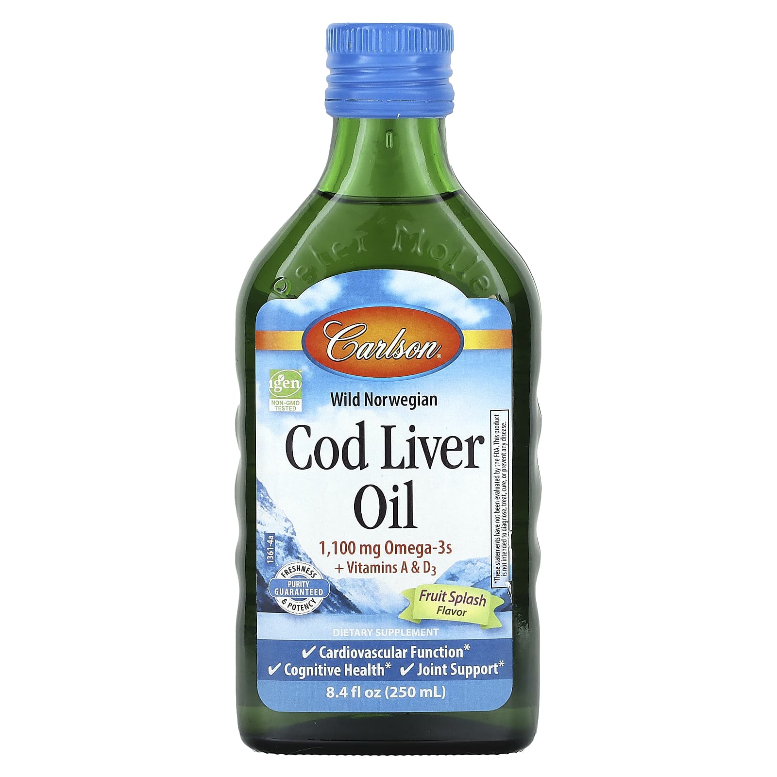 Carlson Wild Cod Liver Oil for Heart and Brain Health, 8.4 fl oz - Image 1