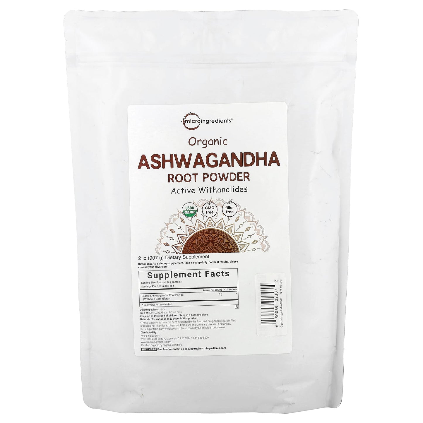 Micro Ingredients, Organic Ashwagandha Root Powder, 2 lb (907 g) - Image 1