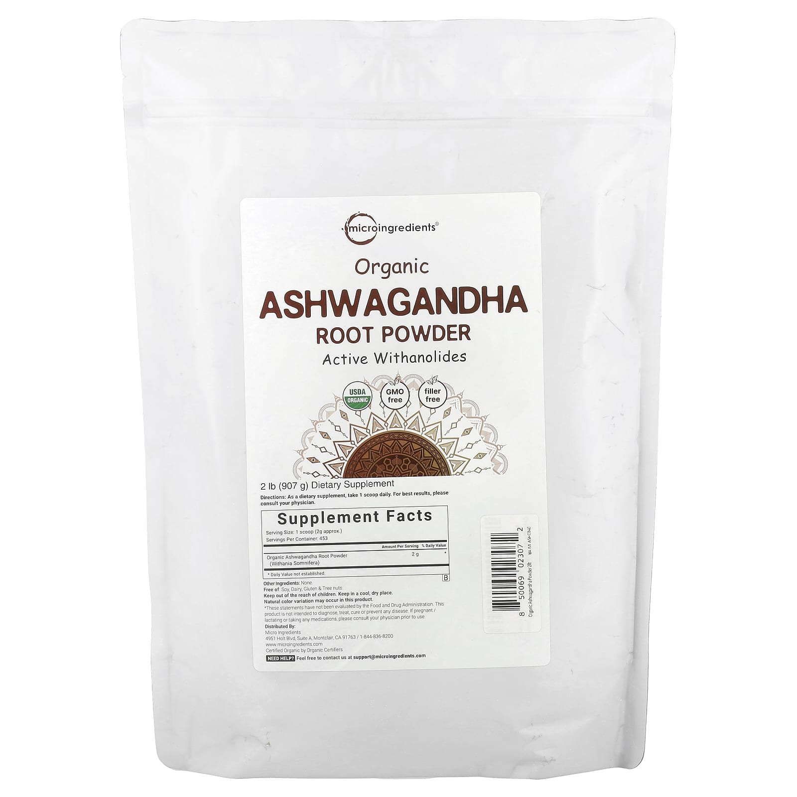 Micro Ingredients, Organic Ashwagandha Root Powder, 2 lb (907 g) - Image 1