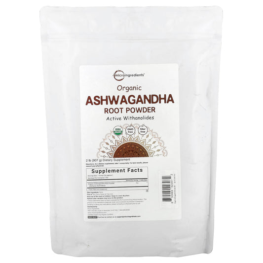 Micro Ingredients, Organic Ashwagandha Root Powder, 2 lb (907 g) - Image 1