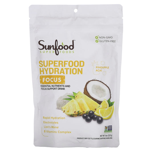 Sunfood, Superfood Hydration Focus, Pineapple Acai, 8 oz (227 g) - Image 1