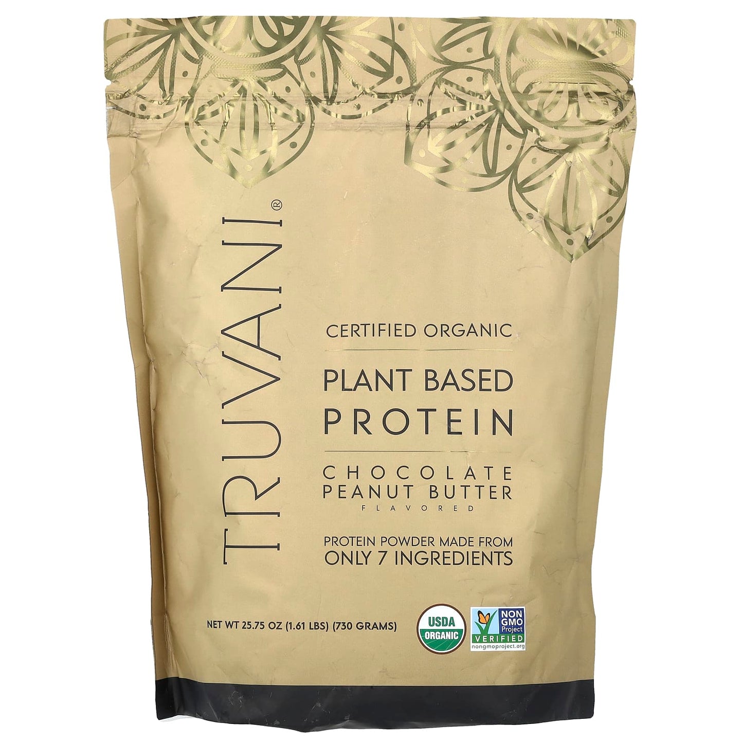 Truvani, Plant Based Protein, Chocolate Peanut Butter, 1.61 lbs (730 g) - Image 1