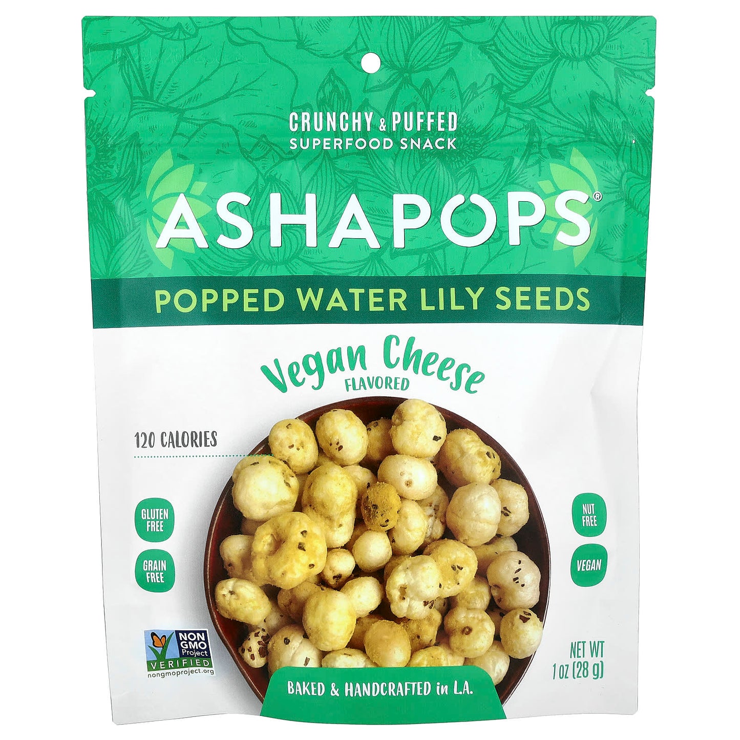 Crunchy Popped Water Lily Seeds - Vegan Cheese Snack 1 oz (28g) - Image 1