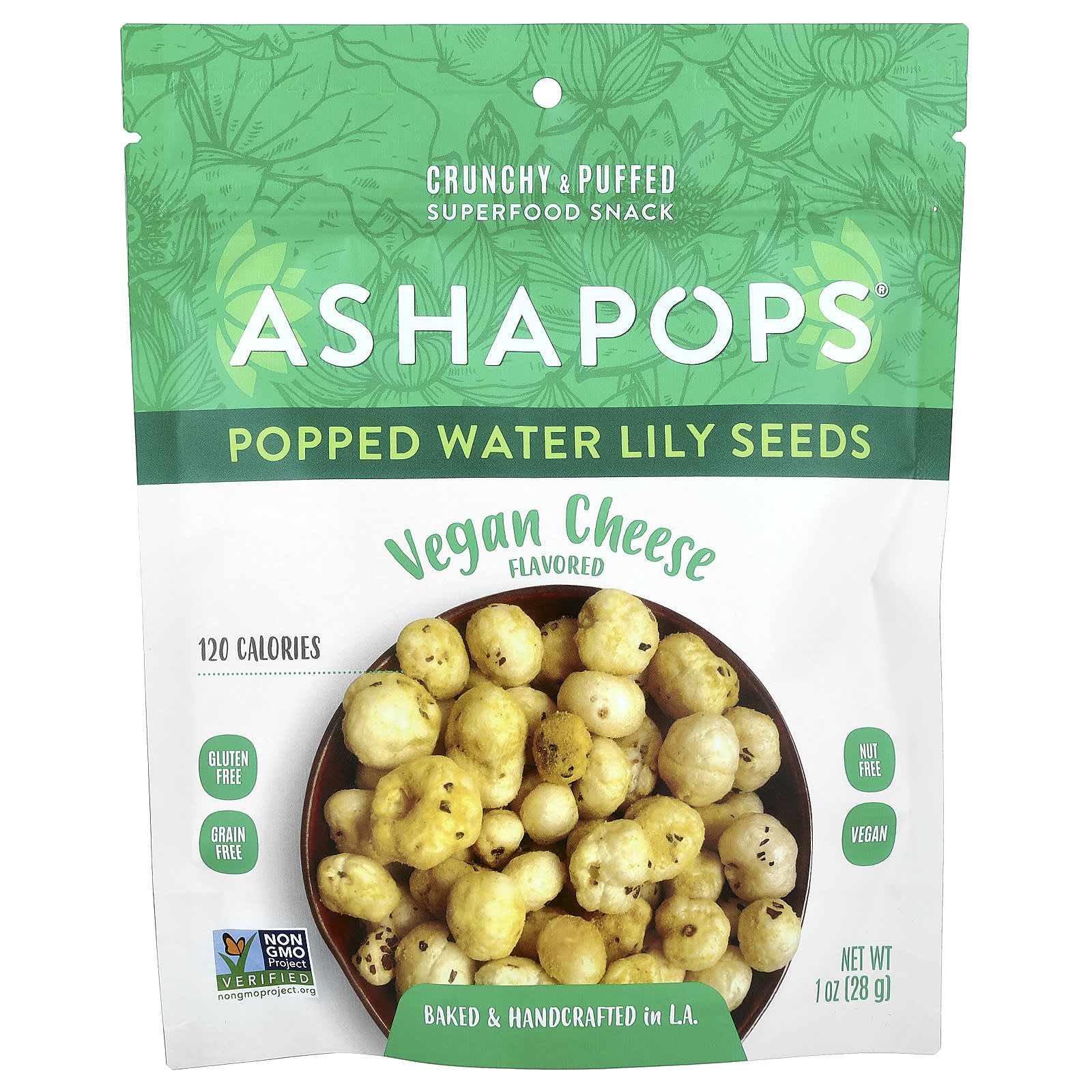 Crunchy Popped Water Lily Seeds - Vegan Cheese Snack 1 oz (28g) - Image 1