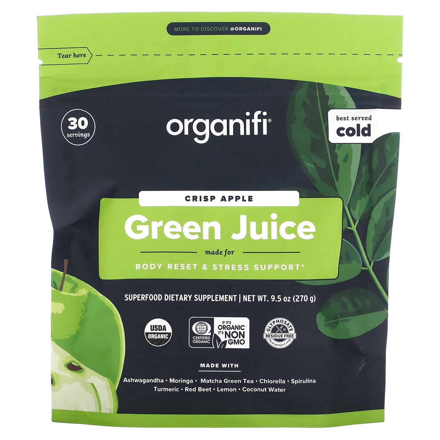 Organifi, Green Juice, Crisp Apple, 9.5 oz (270 g) - Image 1