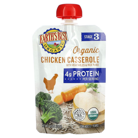 Organic Chicken Casserole for Toddlers, Earth's Best, 4.5 oz - Image 1