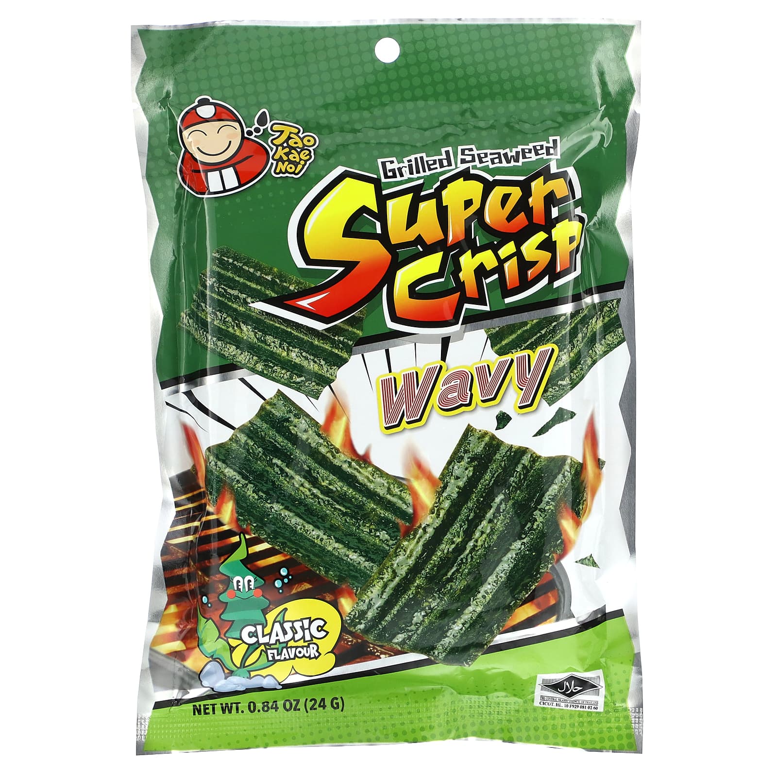 Tao Kae Noi, Grilled Seaweed Super Crisp, Wavy, Classic, 0.84 oz (24 g) - Image 1