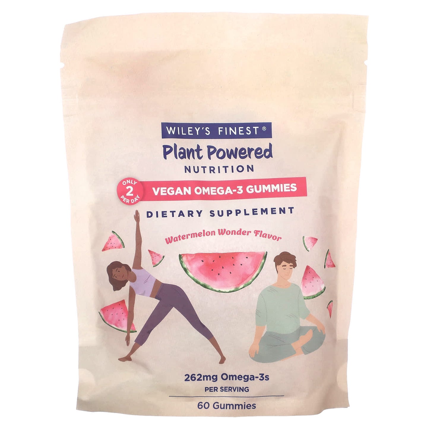 Wiley's Finest, Plant Powered Nutrition, Vegan Omega-3 Gummies, Watermelon Wonder, 262 mg, 60 Gummies (131 mg per Gummy) - Image 1