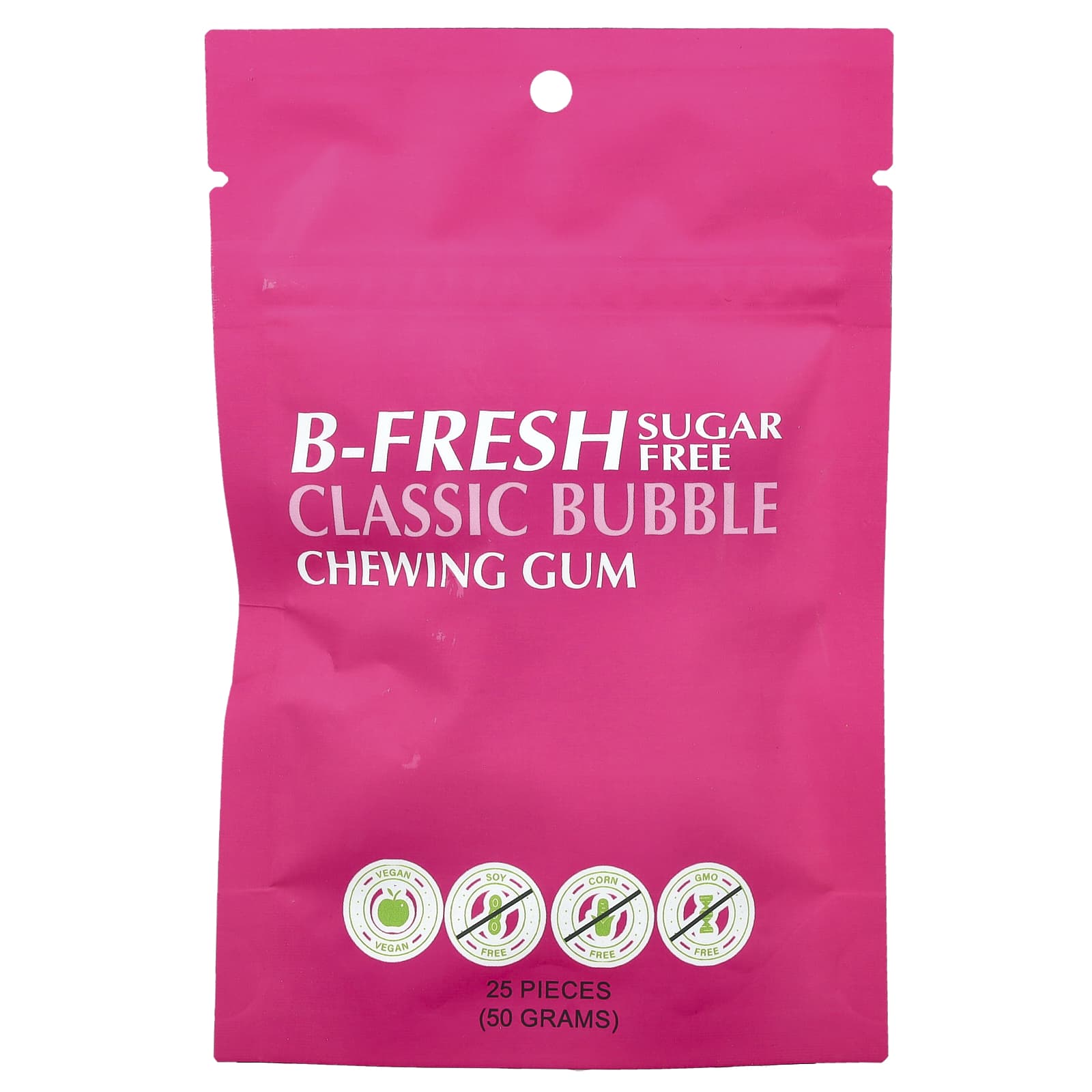 Sugar-Free Classic Bubble Chewing Gum by B-Fresh - 25 Pieces - Image 1