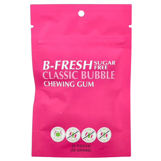 Sugar-Free Classic Bubble Chewing Gum by B-Fresh - 25 Pieces - Image 1