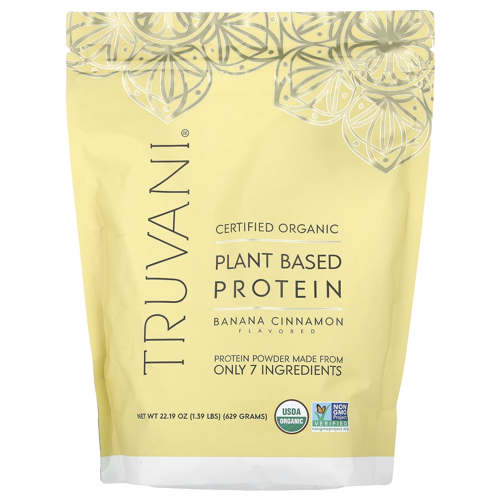 Truvani, Plant Based Protein, Banana Cinnamon, 1.39 lbs (629 g) - Image 1