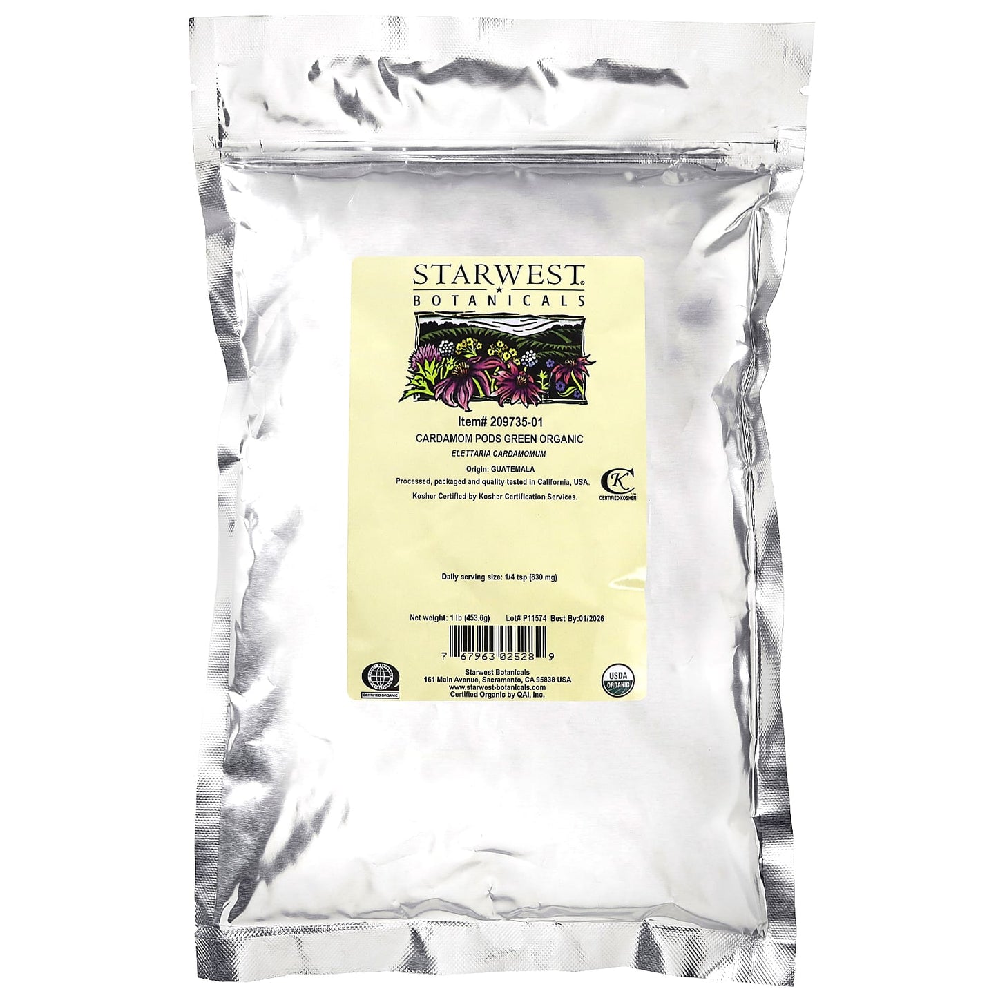 Starwest Botanicals, Organic Cardamom Pods Green, 1 lb (453.6 g) - Image 2