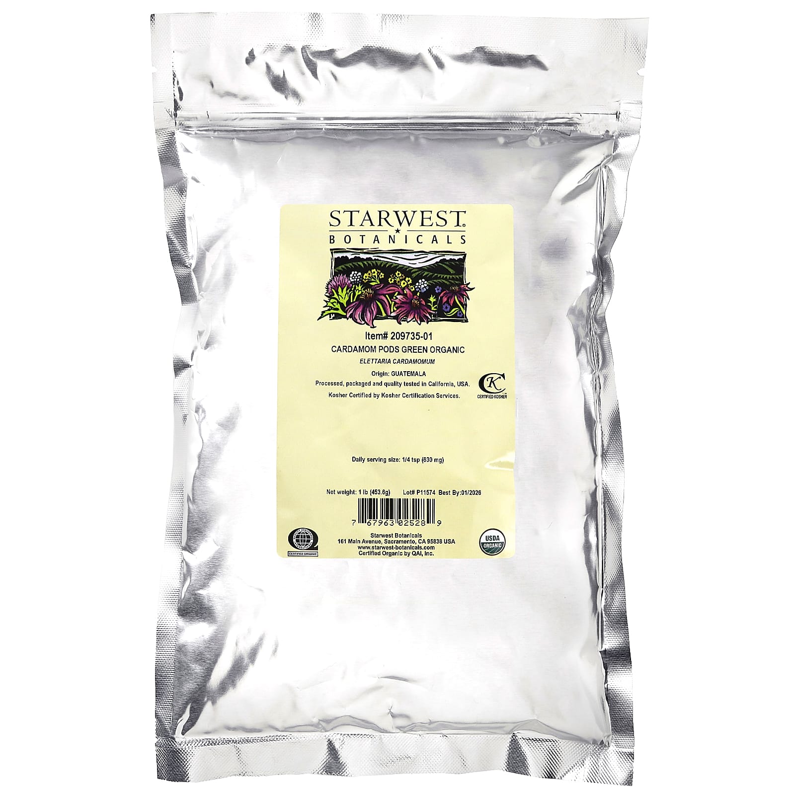 Starwest Botanicals, Organic Cardamom Pods Green, 1 lb (453.6 g) - Image 2