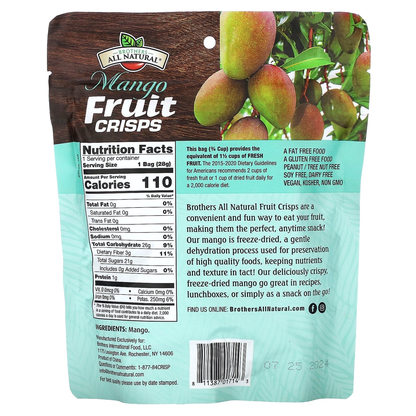 Brothers All Natural Freeze Dried Mango Snacks, 100% Fruit, No Additives - Image 2
