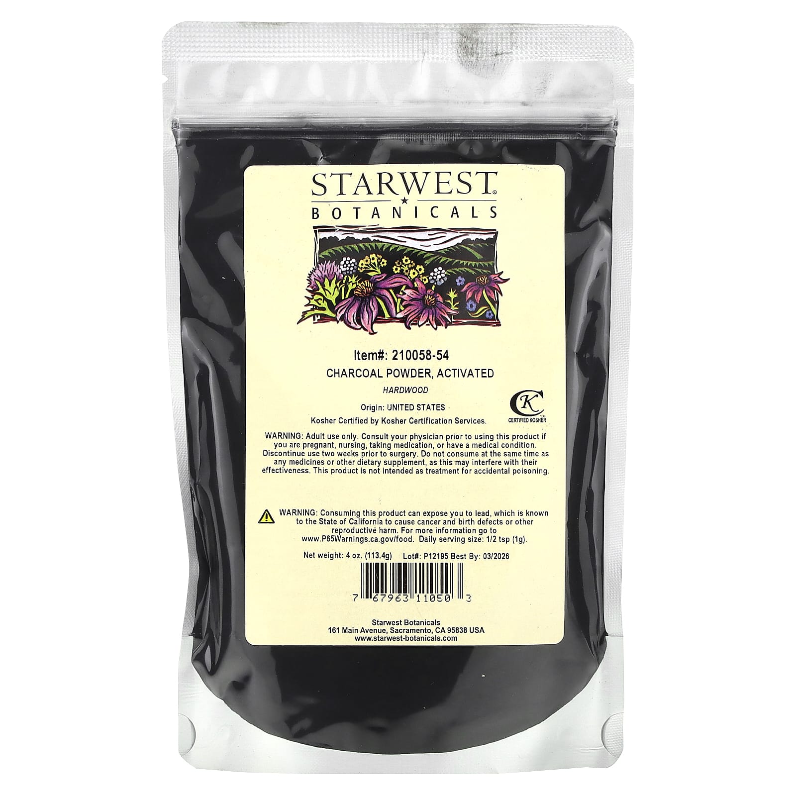 Starwest Botanicals, Charcoal Powder, Activated, 4 oz (113.4g) - Image 2