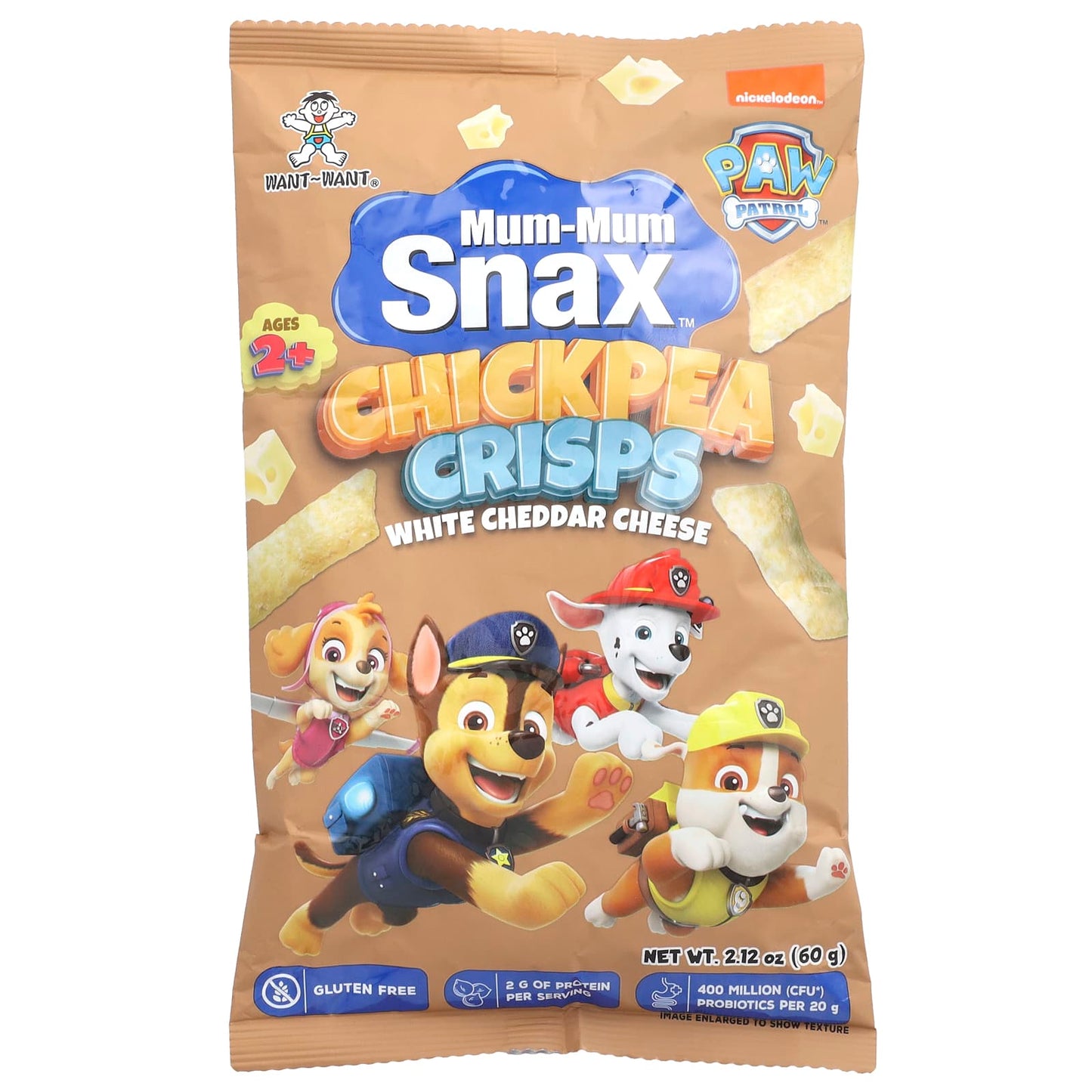 Hot Kid Mum-Mum Snax Chickpea Crisps - Paw Patrol White Cheddar - Image 1