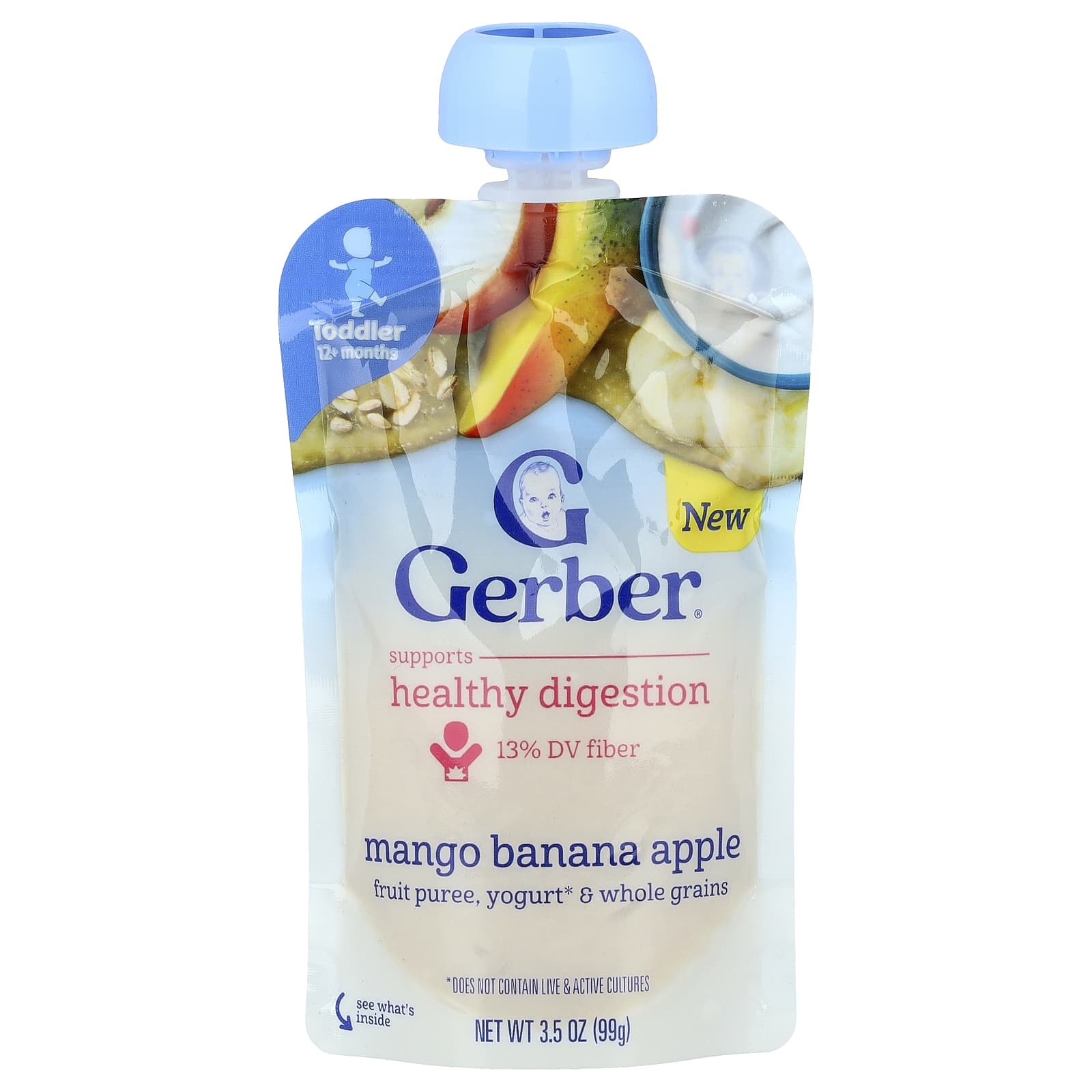 Gerber Pureed Fruit & Yogurt for Toddlers - Healthy Digestion & Growth - Image 1
