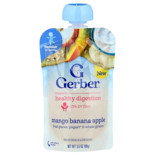 Gerber Pureed Fruit & Yogurt for Toddlers - Healthy Digestion & Growth - Image 1