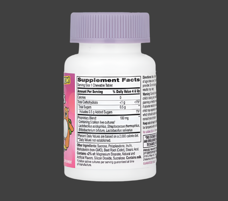 21st Century, Zoo Friends, Children's Chewable Probiotic, Age 4+, Fruit Punch, 30 Chewable Tablets