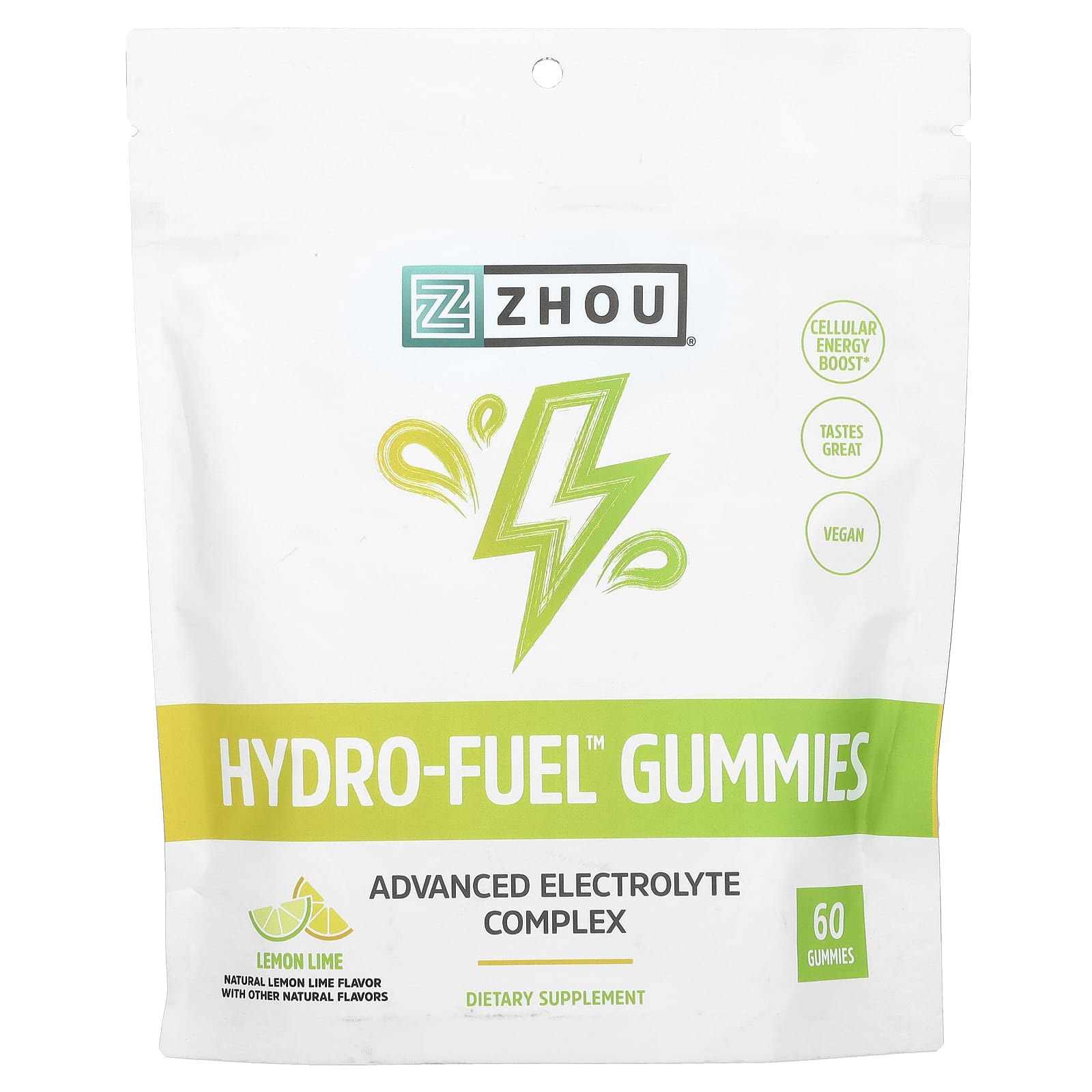 Zhou Nutrition, Hydro-Fuel Gummies, Lemon Lime, 60 Gummies - Image 1