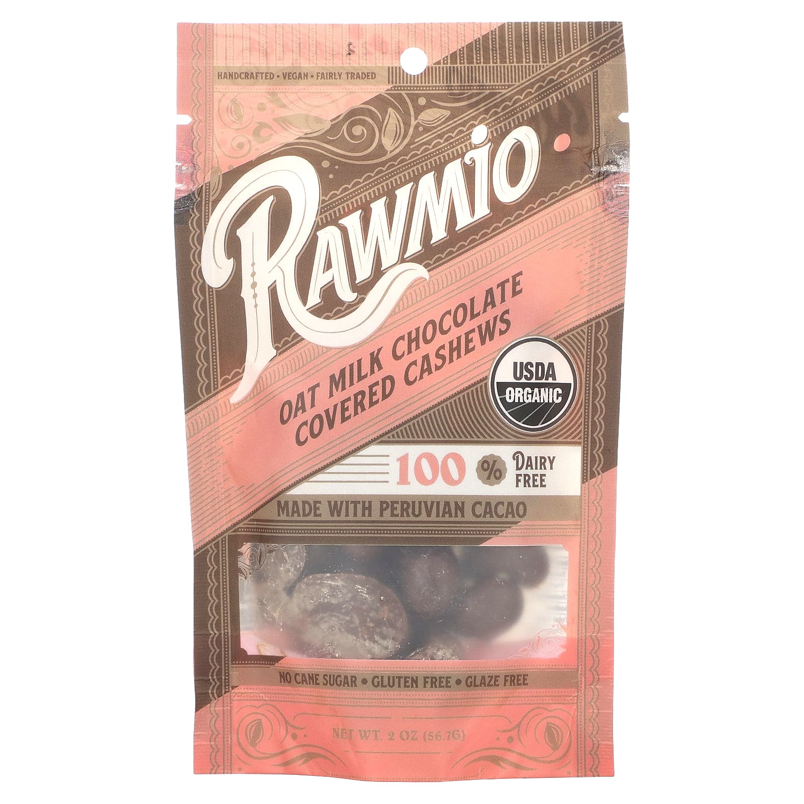 Rawmio, Oat Milk Chocolate Covered Cashews, 2 oz (56.7 g) - Image 1