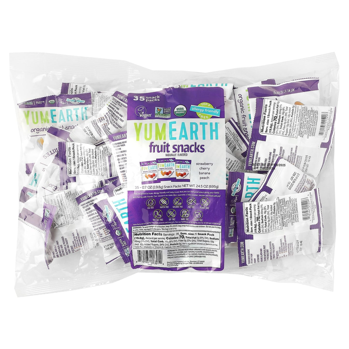 YumEarth, Organic Fruit Snacks, Favorites, 35 Snack Packs, 0.7 oz (19.8 g) Each - Image 1