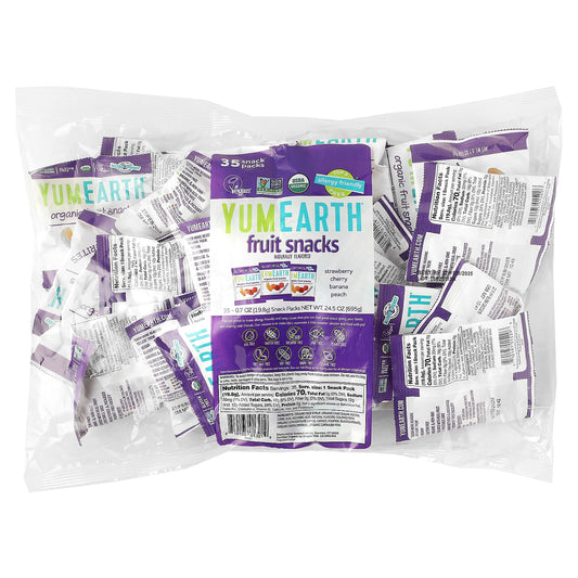 YumEarth, Organic Fruit Snacks, Favorites, 35 Snack Packs, 0.7 oz (19.8 g) Each - Image 1