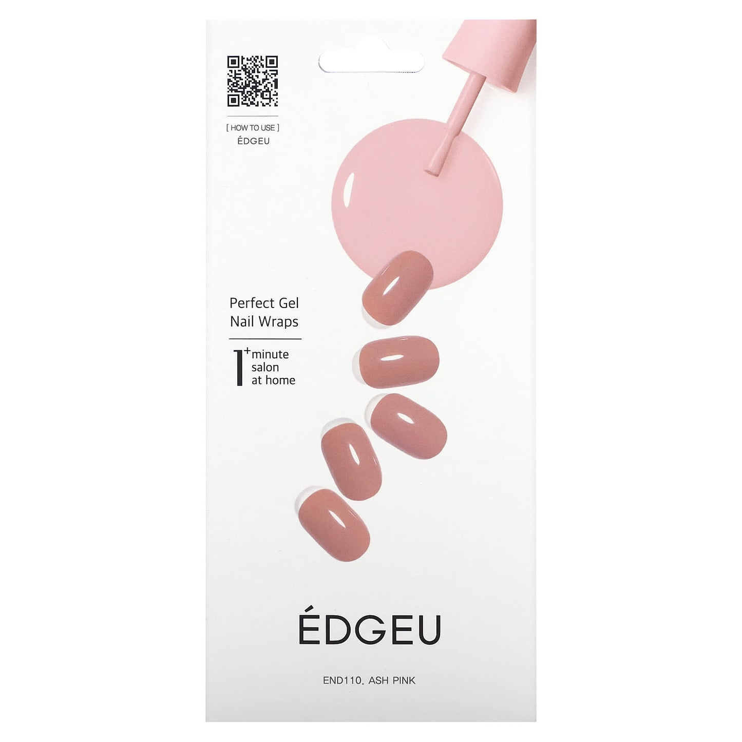 Ash Pink Gel Nail Wraps - Edgeu, 19 Piece Set, Salon Quality at Home - Image 1