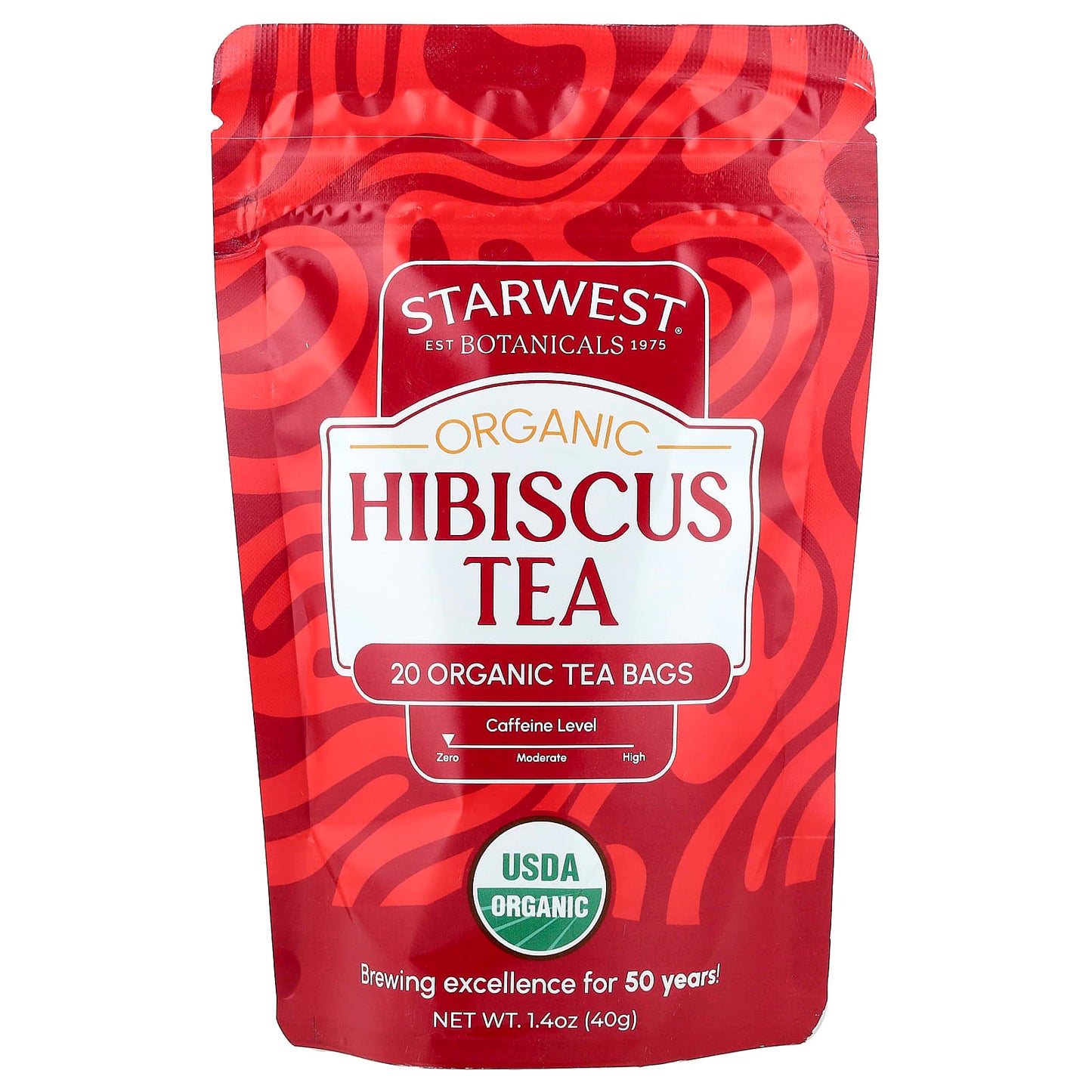 Starwest Botanicals, Organic Hibiscus Tea, Caffeine Free, 20 Organic Tea Bags, 1.4 oz (40 g) - Image 1