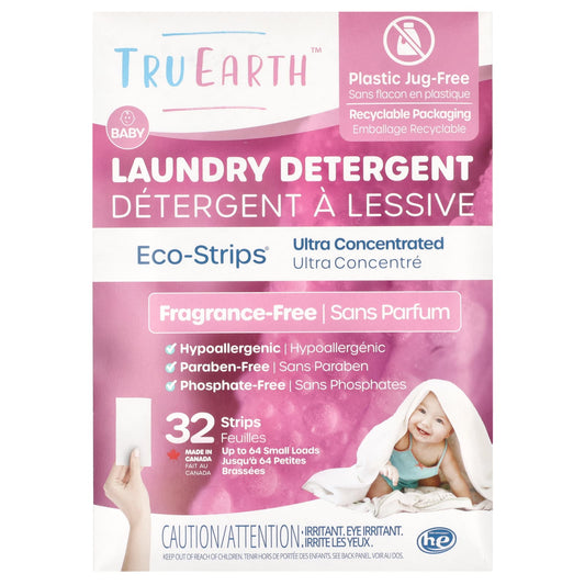 Tru Earth, Eco-Strips®, Laundry Detergent, Ultra Concentrated, Fragrance-Free, For Babies, 32 Strips - Image 1